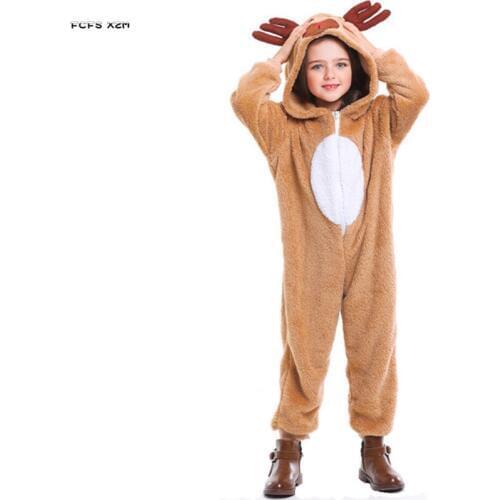 Unisex Kids Halloween Deer Costume for Children Fawn Cosplay winter Animal pajamas Christmas Carnival Purim party dress