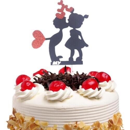 Heart Paper cake topper Happy Birthday Cupcake Cake Toppers Kids Boy Girl Kiss Gift Wedding Baby Shower Party Baking DIY Xmas