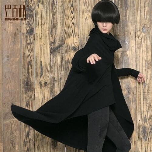 2020 spring a irregular loose turtleneck pullover batwing sleeve cloak sweatshirt female long design G925