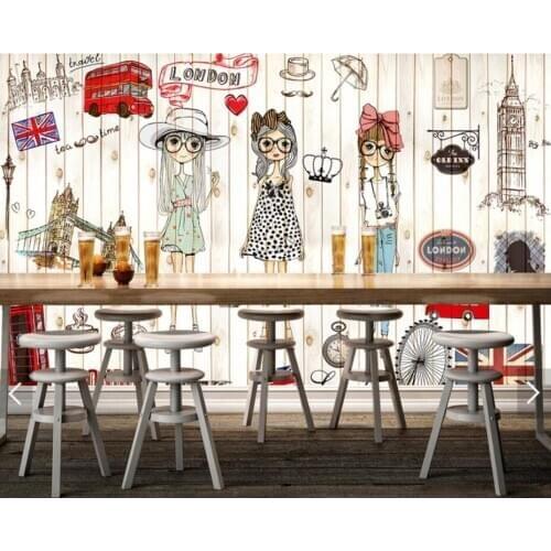 Vintage Wood Carton Mural Wallpaper Canvas Home Wall Mural for Living Room Kids Bedroom Contact Paper Wall Papers Roll