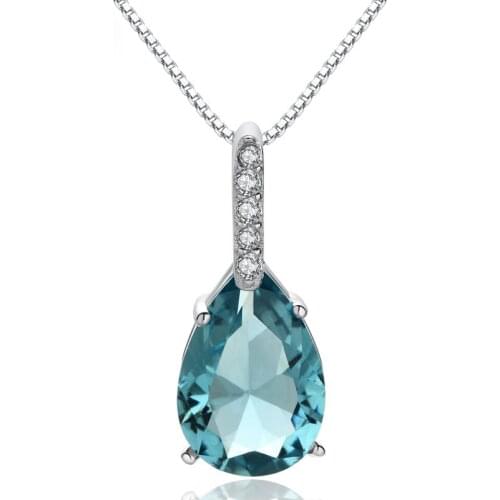 Real Natural Blue Topaz Pendant 925 Sterling Silver Carat 45cm Necklace Colgantes Wedding Bizuteria pierscionki Pendant women