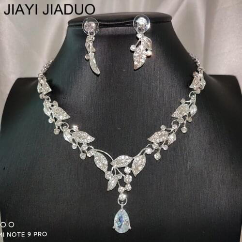 Bridal Jewelry Jewelry Set Women Bridesmaid Gift Boutique Zircon Inlaid Necklace Set Earring Set Gold Color Silver Color
