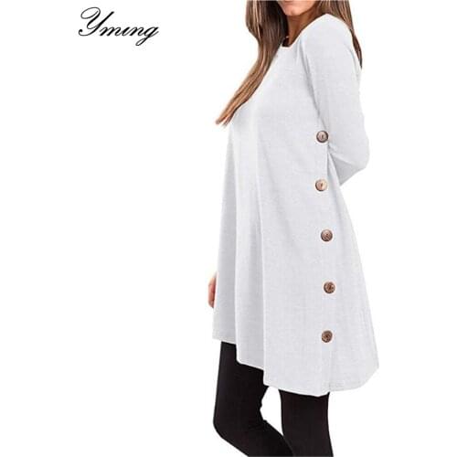 YMING Womens Autumn and Winter Season Long Sleeve Dress Casual Fashion Long Sleeve Irregular Dresse Solid Color Irregular Dress