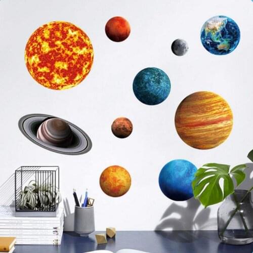 1 Set Luminous Wall Sticker The Solar System Nine Planets Home Decor Glow Bedroom Ceiling Cabinet Glow In The Dark