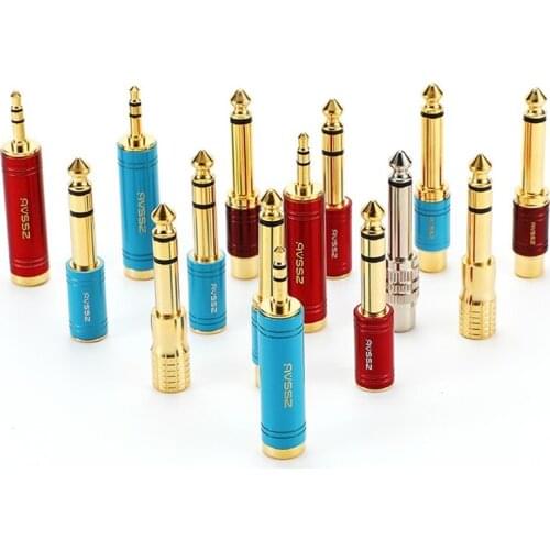 1Pcs large to small three-core female 6.35 male to 3.5mm RCA 3.5 to 6.5 plug headphone adapter