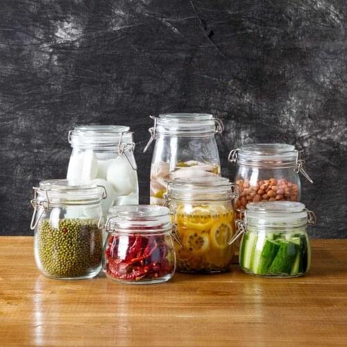 1Pc Kitchen Glass Storage Containers Wine Pickle Jar Pot Transparent Food Storage Jar Bottle Seal Plug Clear Food Container