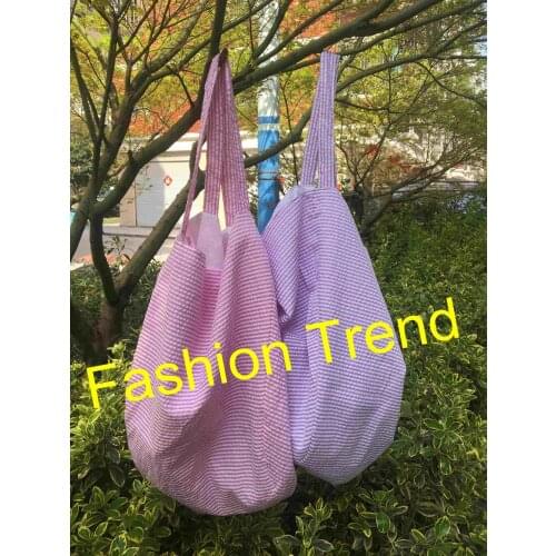 100pcs/lot free shipping Hot Selling Summer Fashionable Monogram Seersucker Hobo Beach Tote bags