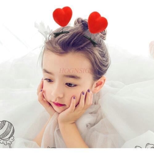 2pcs Childrens Baby Cute Cute Hair Clips Big Red Heart Top Clip Spring Clip Small Gift Hair Accessories Sale