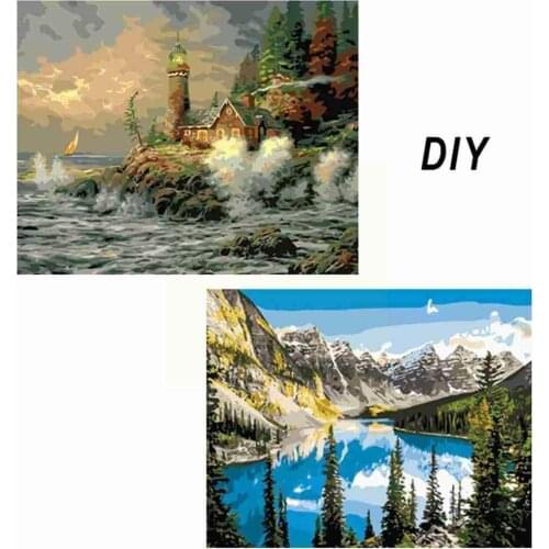40*50cm Frameless Hand-painted Filled Custom Digital Decorative Oil Color By Adult DIY Painting Painting Landscape Number G6R2