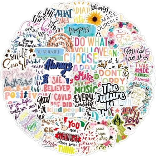 50pcs Colorful Inspirational Life Quotes Sticker Motivational Phrases DIY Laptop Phone Study Room Scrapbooking Graffiti Decals