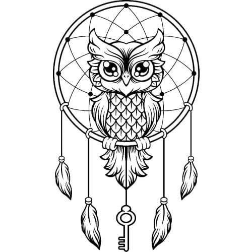 9.9CM*17CM Fashion Dreamcatcher Owl Dreams Vinyl Black/Silver Car Sticker for Hyundai Stickers