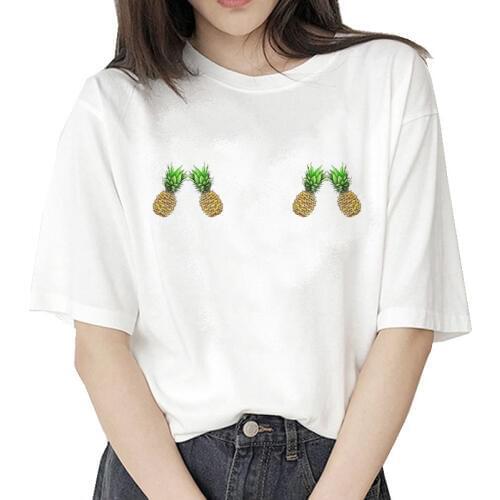Pineapple new women t shirt funny ulzzang lady kawaii harajuku korean female cartoon tshirt clothes short sleeve femme
