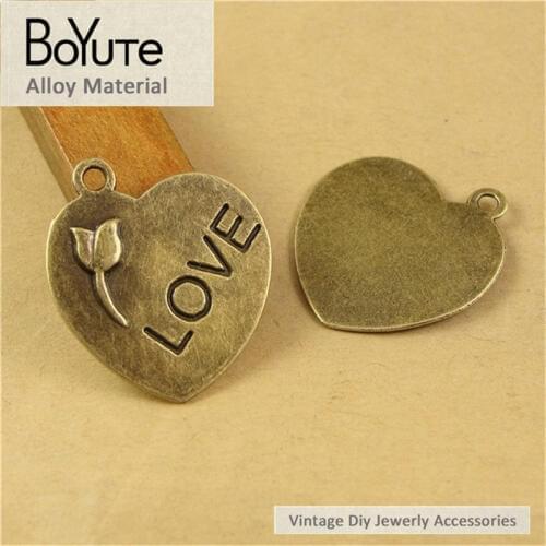 BoYuTe (60 Pieces/Lot) 23*23MM Antique Bronze Plated Zinc Alloy Rose Accessories Parts Pendant Diy Love Jewelry Components