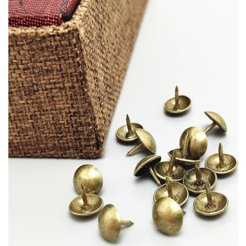 Antique Brass Bronze Upholstery Nail Gift Wine Case Box Furniture Tacks Tack Stud Pushpin Doornail Hardware100Pcs