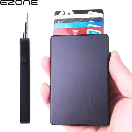 EZONE Business Card Case Business Card Storage Flip Switch RFID Anti-degaussing Anti-theft Card Box Portable Gift Store 6 Sheets