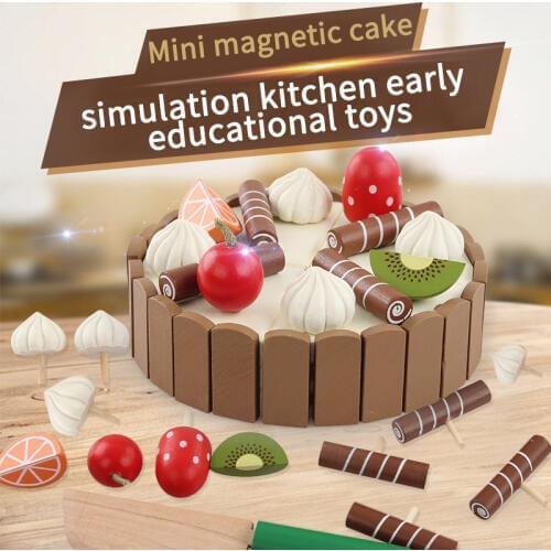 Wooden Toy Simulation Mini Magneti Cake Toy Size 11* 3 cm To The Childs Birthday Present Montessori Kitchen Childrens food Toy