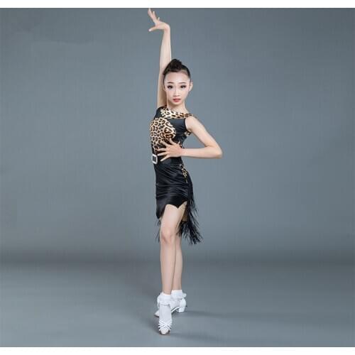 Children summer Latin dance clothes girls leopard print Latin dance skirts performance clothes exercise clothes regulations