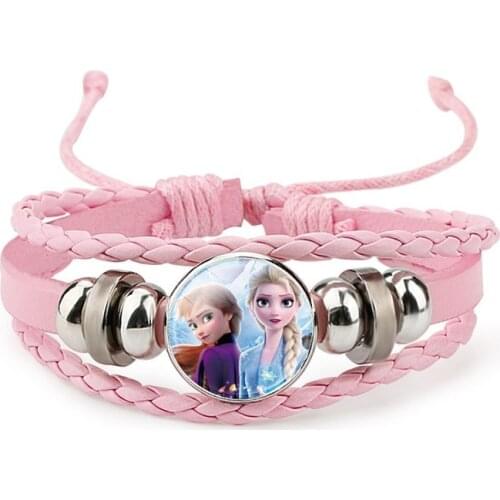 Frozen Girl Leather bracelet Princess Series Wristband Adjustable length Childrens dress up bracelet child Christmas gifts
