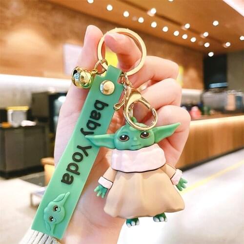 Disney Star Wars Keychains Master Yoda Baby Yoda Mandalorian Character Key Chain PVC Figure Doll Figures Toys Keyring