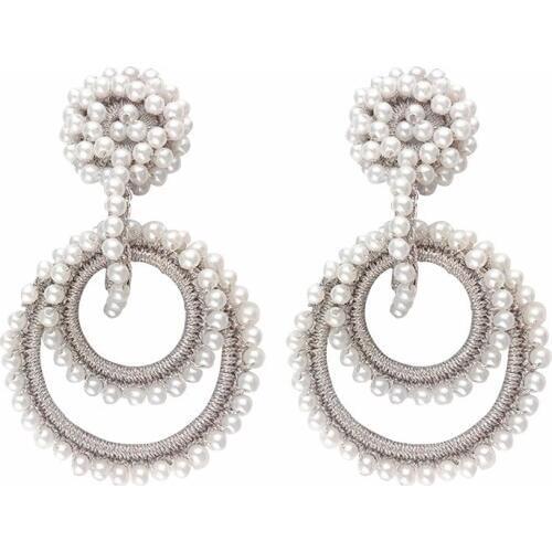 Bohemian imitation pearl beaded silk long earrings Baroque fashion jewelry exaggeration women fou earrings party Christmas gift