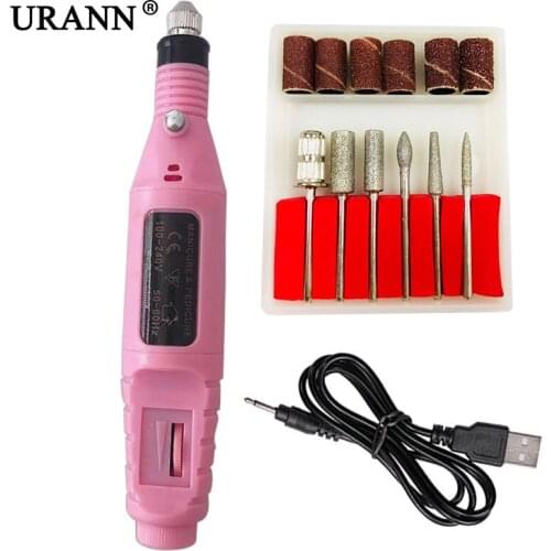 URANN Electric Manicure Machine USB Nail Drill For Acrylic Nail Gel Polish Professional E-file Milling Nail Files Salon Tool