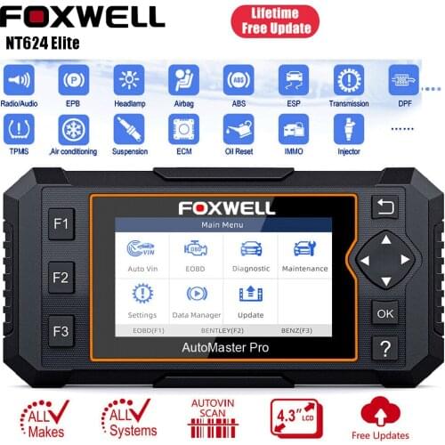Foxwell NT624 Elite OBD2 EOBD Car Automotive Scanner Full System Code Reader Oil EPB Reset Multi-Language Car Diagnostic Tools