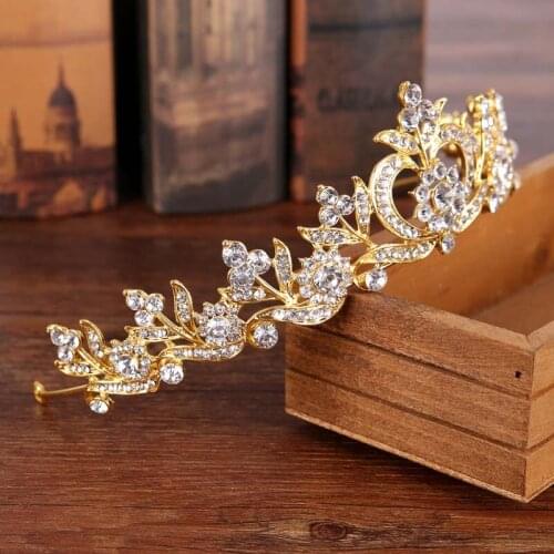 Hot Fashion Wedding Bridal Prom Jewelry Golden Apple Shape Flower Tiara Crown Crystal Headband LB