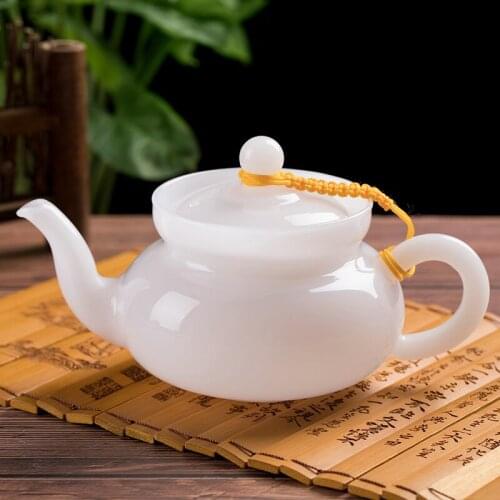 Exquisite China Kung Fu Teapot White Jade Porcelain Home Office Heat-resistant Ceramic Fair Cup Health Teapot With Lid Drinkware