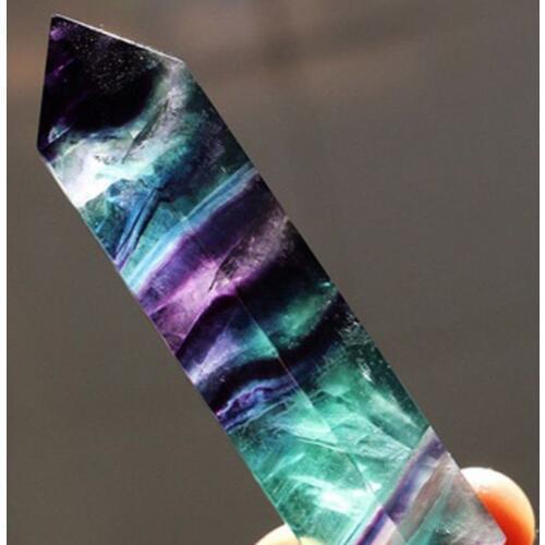 Stones Natural Fluorite Colorful Striped Fluorite Quartz Crystal Stone Hot Point Healing Hexagonal Wand Treatment Stone