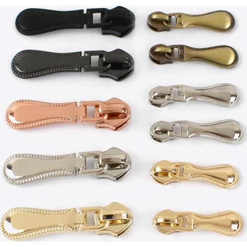 Meetee 5# 10pcs Metal Zipper Sliders for Nylon Zippers Bag Pocket Non Lock Zips Head Puller Zip Repair Kit DIY Accessories ZT185
