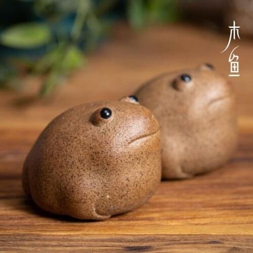 Ceramic Lovely Lucky Frog Tea Pet Zen Tea Set Coarse Pottery Small Toad Handmade Animal Statue Modern Home Decor Ornaments