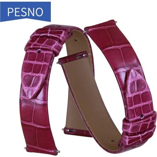 Pesno Alligator Skin Leather Watch Strap Women Accessories Watch Band Suitable for Jaeger-LeCoultre Q2568402/3448421/2655420
