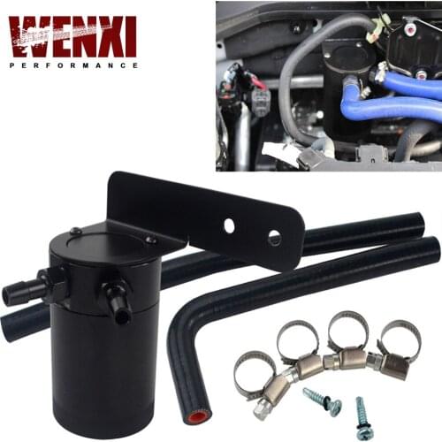 OIL CATCH CAN TANK / AIR-OIL SEPARATOR KIT FOR HONDA CIVIC 16-17 BLACK WITH HOSE WX-TK58