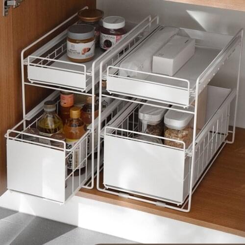 Multi-layer multi-function kitchen sink storage rack floor-standing wrought iron separation organizer shelf