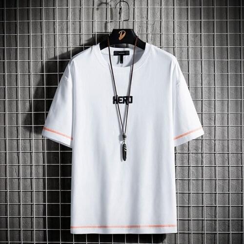 2021 Summer Men Tide Brand Embroidery Round Neck Short-sleeved T-shirt Men Solid Color Half-sleeved T-shirt Bottoming Shirt