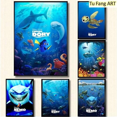 Disney Finding Nemo Canvas Painting Wall Art Cartoon Marine Life Dory Shark Bruce Picture Poster and Prints Home Decoration