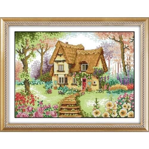 Dream house Cross Stitch Kit painting 14CT DMC Counted Scenery Embroidery Needlewor fairy tale printed pattern Cross-stitch set