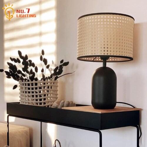 New Chinese Minimalist Retro Hand Knitting Table Lamp Art Deor Home Study Studio Bedroom Bedside Lamp Living Room Background