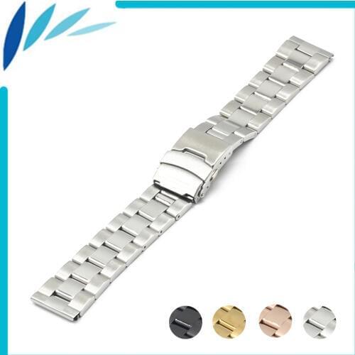 Stainless Steel Watch Band 22mm for Samsung Gear 2 R380 / R381 / R382 Safety Clasp Strap Loop Belt Bracelet Black Gold Silver