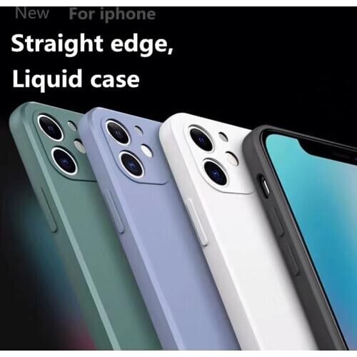 Fashion straight edge silicone soft Camellia red case For iphone 12 11 Pro XS MAX X XR SE 7 8 plus orange dark green white cover