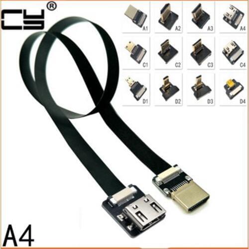 MiniHDMI Up Angled FPC Mini HDMI C Type to HDMI A Type Male Female FPV HDTV Flat Cable for Multicopter Aerial Photography