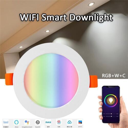 2PCS E27 WIFI Voice Control Smart LED Downlight Bucket Lamp Graffiti APP Remote RGBWC Dimming Coloring High Bright LED light