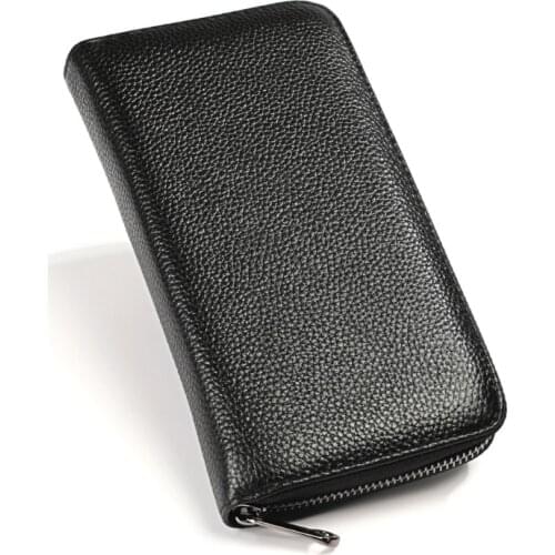 Large Capacity Walet 36 CARD Purse Organ RFID Portomonee Genuine Leather Lady Women Wallet Zipper Female Long Clutch