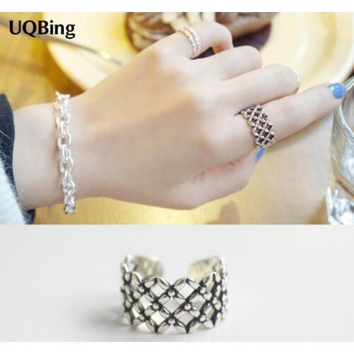 Free Shipping 925 Silver Sterling Retro Ring For Women Jewelry Finger Ring For Party Birthday Gift
