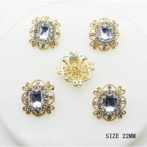 ZMASEY Alloy Shank Buttons 10pcs/set Gold 22mm Sewing Accessories wedding decoration Diy Buckles Diamante Cryusta New 2018