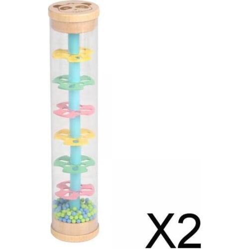 2xRain Sound Tube Fun Puzzle Wooden Rain Sound Bar Colorful Raindrop Sound