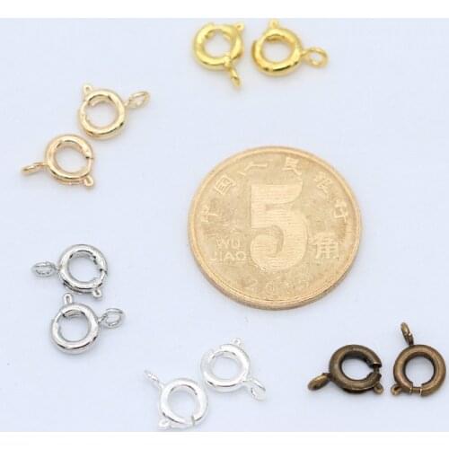 20pcs 6mm gold/silver Round spring ring Lobster Clasps Hook for necklace&Bracelets chain Connectors DIY jewelry findings