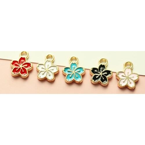 20pcs/Lot Flower 9.5*12mm Diy Design for Jewelry Making Earring Bracelet or Necklace Handmade Enamel Charms