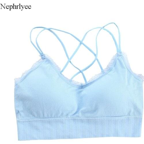 2021 Sexy Backless Seamless Bras For Women Soft Wireless Lace Bralette Top Cross Strap Push Up Bra Lingerie Girl Underwear CA246