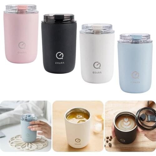 280ML Home Silicone Coffee Mug Stainless Steel Vacuum Insulated Outdoor Travel Portable Thermal Cup Hot/Cold Mug With Straw